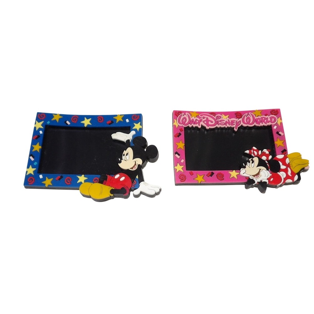 Disney World Mickey Minnie Mouse Magnetic Photo Frame Set Blue Pink Star Stars
